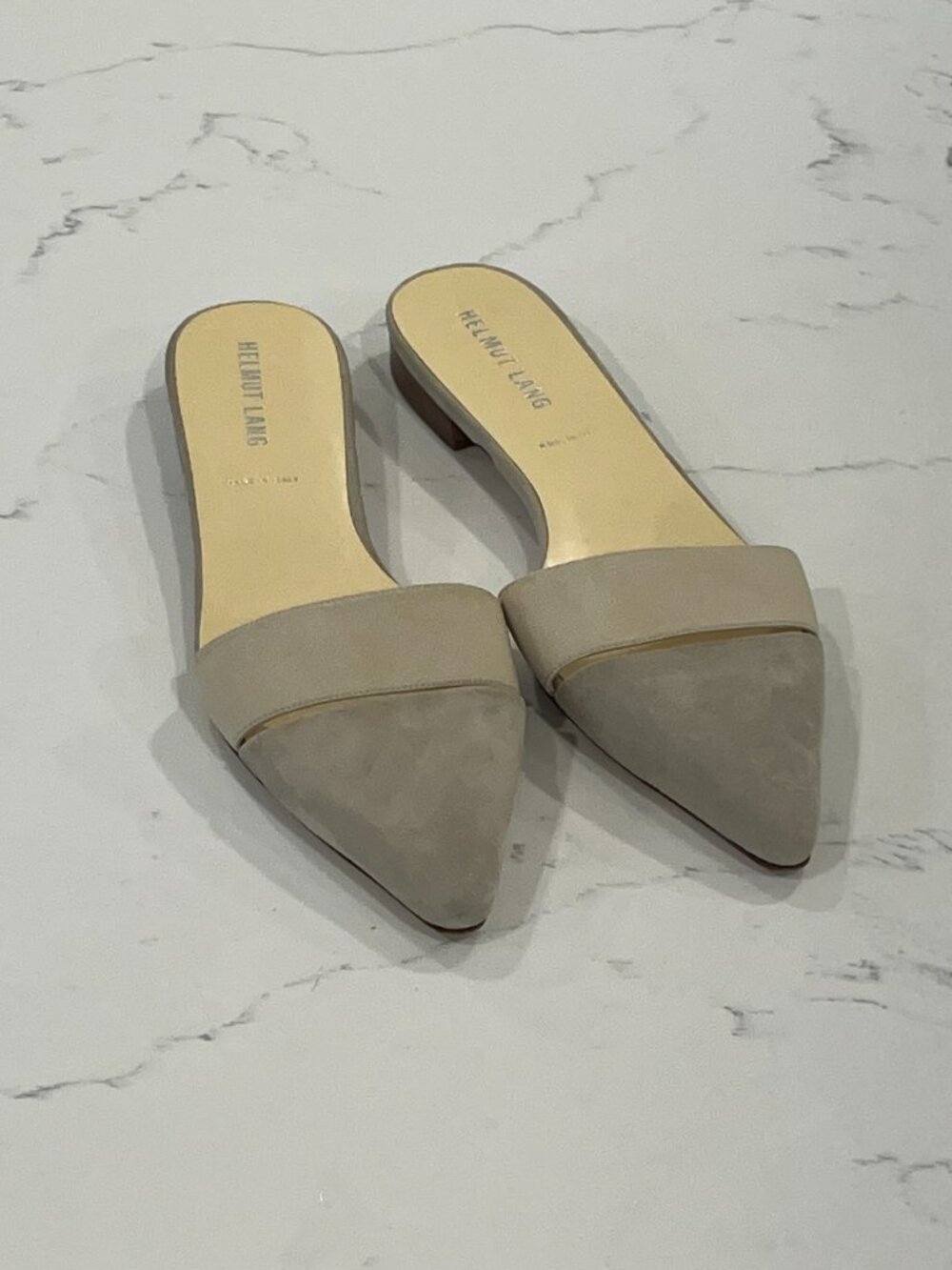 Helmut Lang  Clean Mules in Beige and Taupe Leather Quiet Luxury Size 36.5/6.5